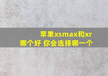 苹果xsmax和xr哪个好 你会选择哪一个